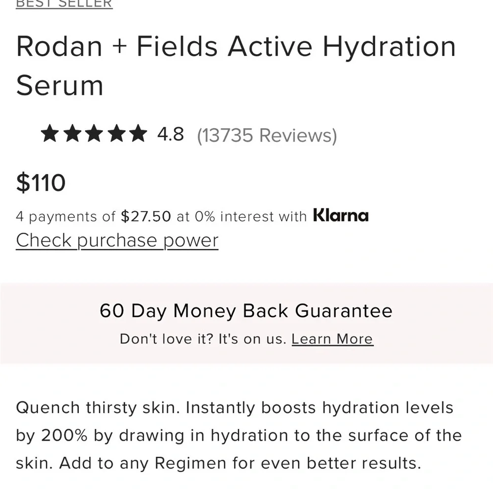 New sealed Rodan + Fields Active Hydration Serum in White Box 30 mL - Picture 2 of 2